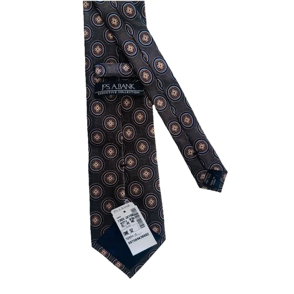 New Jos. A. Bank Executive Collection Brown Circles Men’s Silk Tie 3.5 x 58 NWT